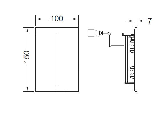 TECE панель смыва электронная для писсуара 100х150х7 мм, питание от сети, цвет: черный, filo - 9242062