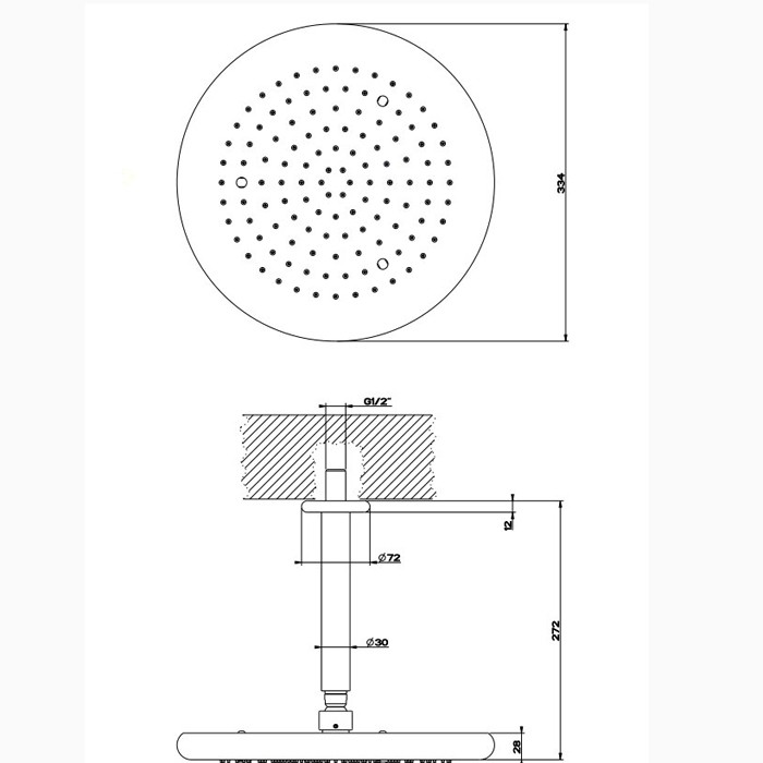 Gessi Верхний душ для потолочного крепления d306мм, Goccia, 33766#299 цвет: черный