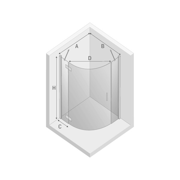 Душевое ограждение new merana l 100x100195, New trendy New merana chrome, хром арт. K-0328