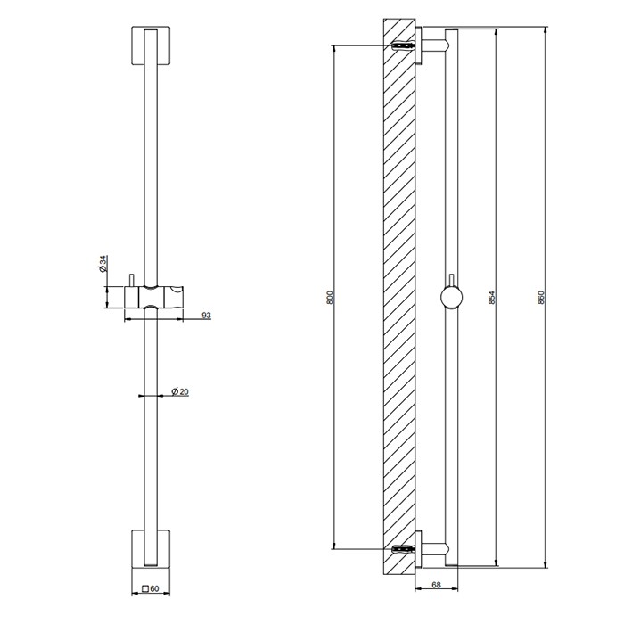 Gessi Штанга для душа, Rilievo, 59244#299 цвет: nero xl