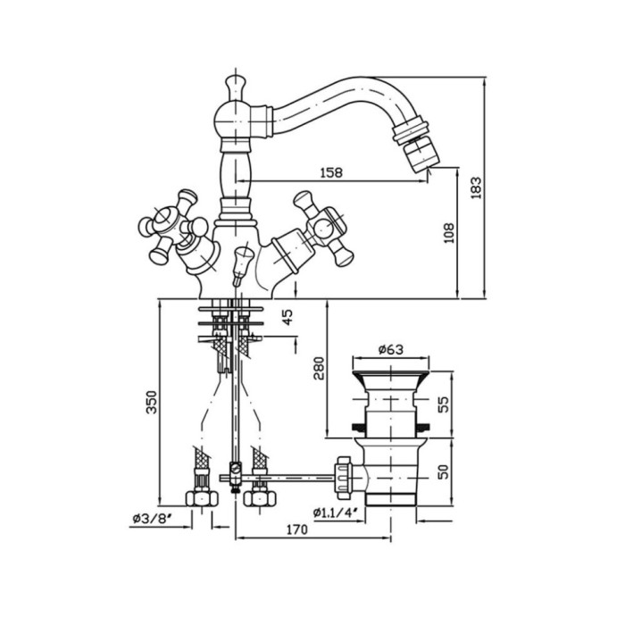 Zucchetti смеситель для биде на 1 отверстие, delfi, хром арт. z46319.8008
