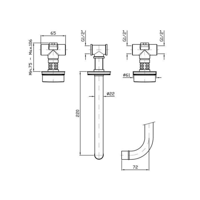 Zucchetti смеситель для раковины на 3 отверстия с декорированным фланцем, излив 220 мм, savoir, хром арт. r99504 zsa670.c-