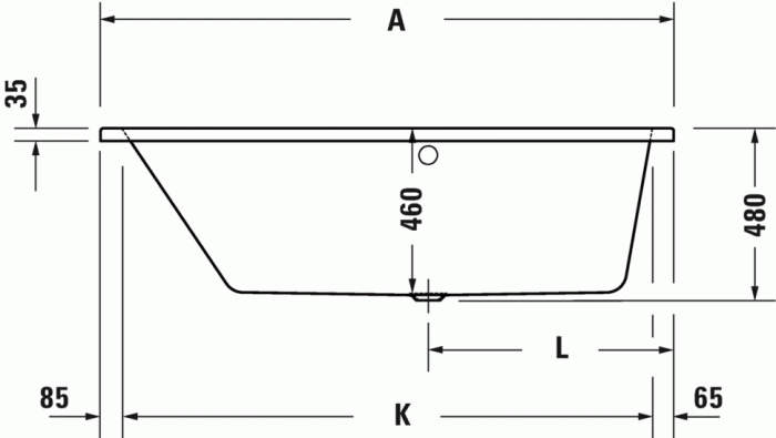 Duravit ванна встраиваемая акриловая трапециевидная 800 мм х 1500 мм х 480 мм, no.1, 700504000000000 цвет: белый глянцевый