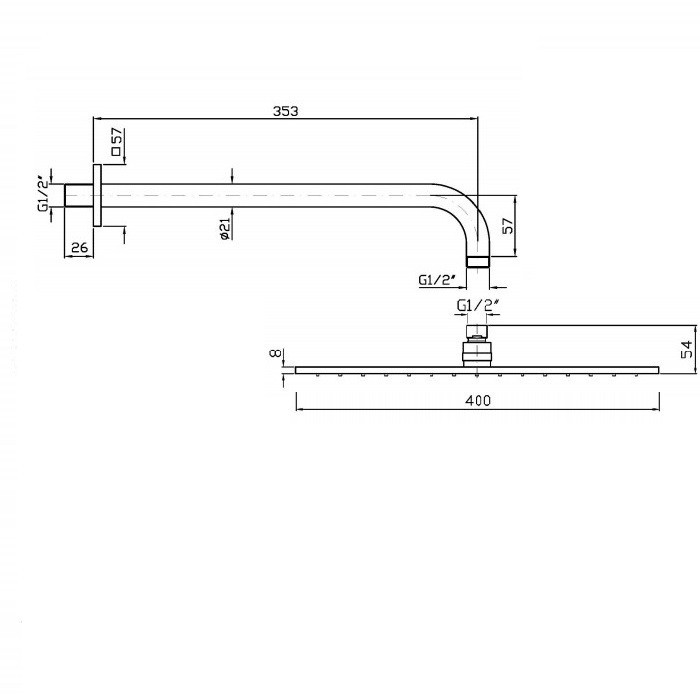 Zucchetti верхний душ, 40х40см, настенный, aguablu, хром арт. z94270 z93040