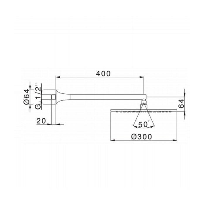 Cisal верхний душ с настенным держателем l=400мм d=300мм vi01319021 vita, цвет: хром