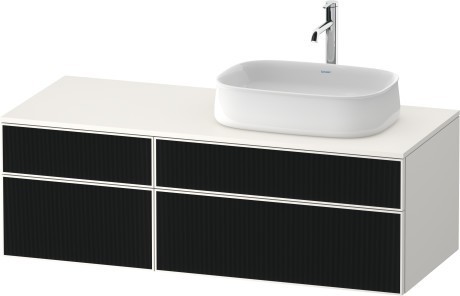 Duravit тумба подвесная с вырезом под раковину справа 550 мм х 1300 мм х 442 мм, zencha, ze4827063840000 цвет: чёрное стекло/белый суперматовый