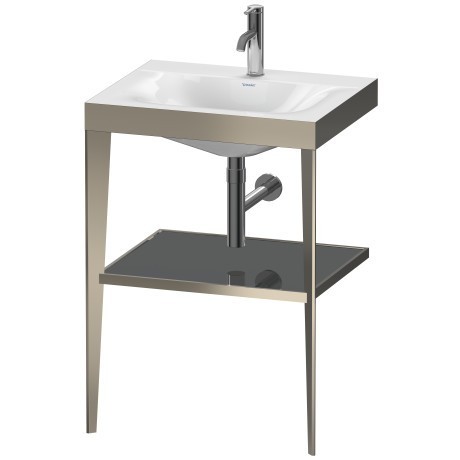 Duravit напольная консоль xviu/c-bonded 600 мм х 850 мм, с умывальником viu, xviu, xv4714ob189 цвет: матовое шампанское/фланелево-серый глянцевый лак