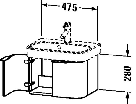 Duravit тумба подвесная под раковину, happy d.2, h2626801313 цвет: орех американский