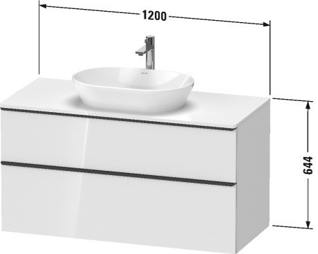 Duravit тумба подвесная под раковину 1200 мм х 550 мм и консолью, d-neo, de496904949 цвет: графит матовый