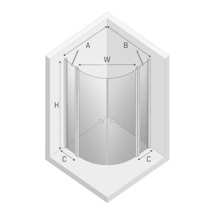 Душевое ограждение 80x80x195, New trendy New soleo chrome, хром арт. K-0418