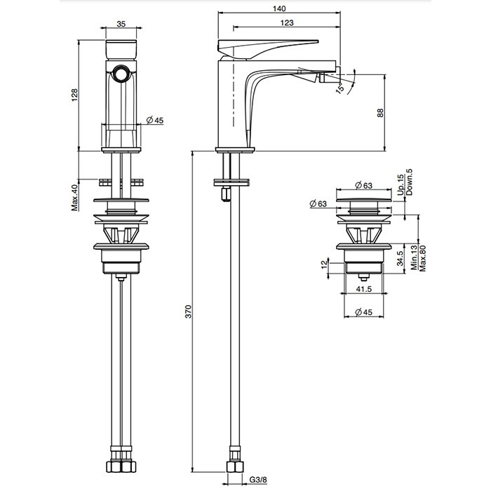 Fima Carlo Frattini смеситель для биде, на 1 отв., с донным клапаном, zeta, хром арт. f3962ncr.1