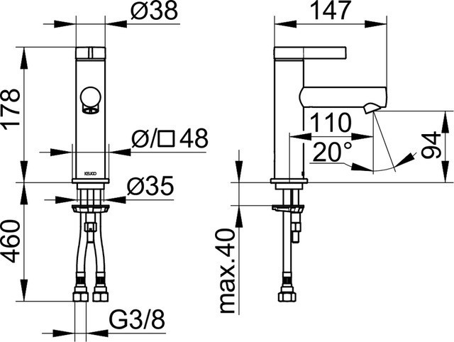 Keuco смеситель однорычажный для раковины без донного клапана, ixmo, хром арт. 59502 011100