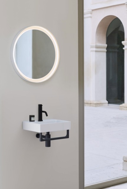 GSI NUBES Раковина подвесная или настольная 320 мм х 400 мм, с антибактериальным грязеотталкивающим покрытием Extraglaze®, с переливом, с площадкой без отверстия для смесителя, держатель полотенец не в комплекте поставки, цвет белый глянцевый