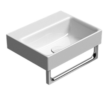 GSI NUBES Раковина подвесная или настольная 320 мм х 400 мм, с антибактериальным грязеотталкивающим покрытием Extraglaze®, с переливом, с площадкой без отверстия для смесителя, держатель полотенец не в комплекте поставки, цвет белый глянцевый