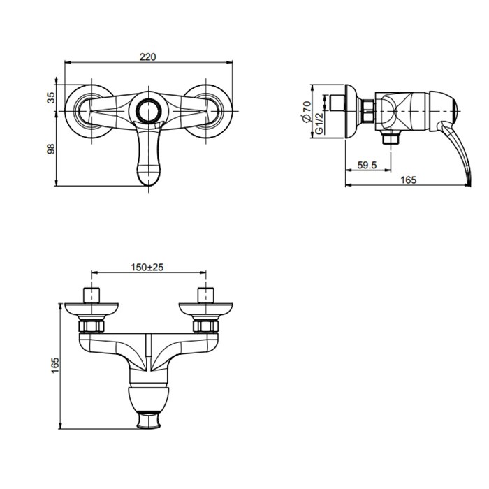 Fima Carlo Frattini смеситель для душа, настенный, без душевого комплекта, lamp, золото арт. f3305/1or