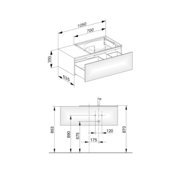 Keuco тумба подвесная под раковину справа с одним выдвижным фронтом, edition 11, черный арт. 31154 570000