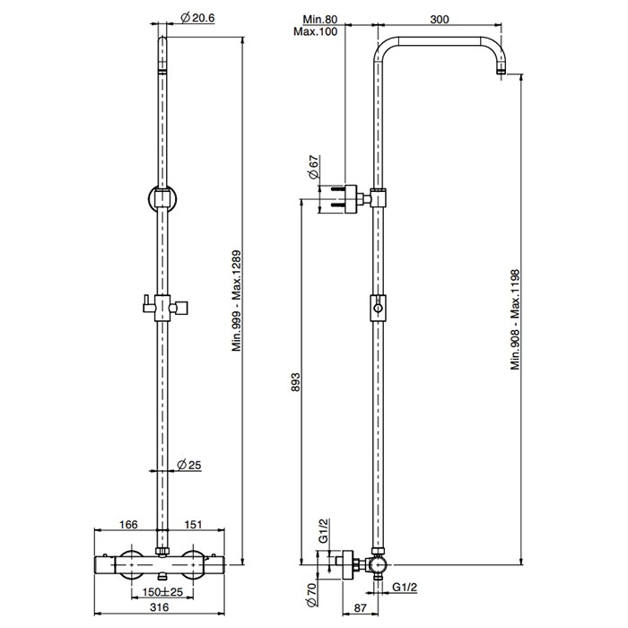 Fima Carlo Frattini душевая стойка со смесителем colonne doccia, чёрный арт. f3255sns