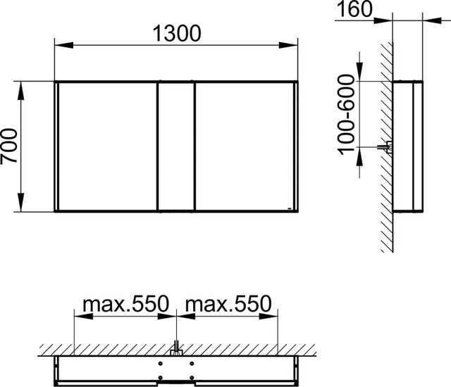 Keuco зеркальный шкаф с подсветкой для настенного монтажа, анодированный, royal match, серебристый арт. 12805 171301