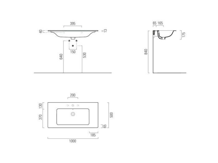 GSI Подвесная раковина 100х50х17,5 см, санфарфор, Pura - 8844111