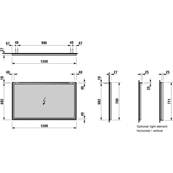 LAUFEN зеркало 25, 120 см, FRAME - 4.4740.7.900.144.1
