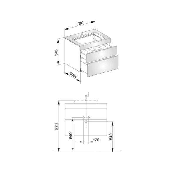 Keuco тумба подвесная под раковину с отверстием под смеситель, с двумя фронтальными выдвижными ящиками, edition 400, белый арт. 31571 380100