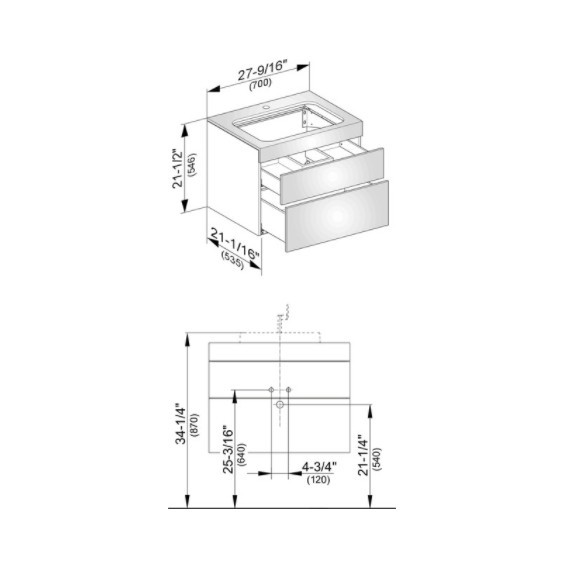 Keuco тумба подвесная под раковину с отверстием под смеситель, с двумя фронтальными выдвижными ящиками, edition 400, белый арт. 31571 380100