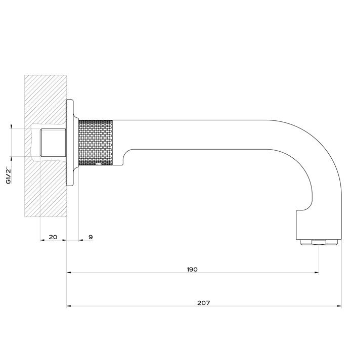 Gessi Излив 190мм, для ванны с удаленным управлением, Inciso, 58103#149 цвет: finox