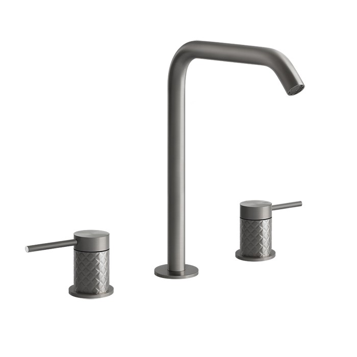 Gessi Смеситель для раковины на 3 отверстия, без донного клапана, Intreccio, 54111#239 цвет: шлифованная сталь