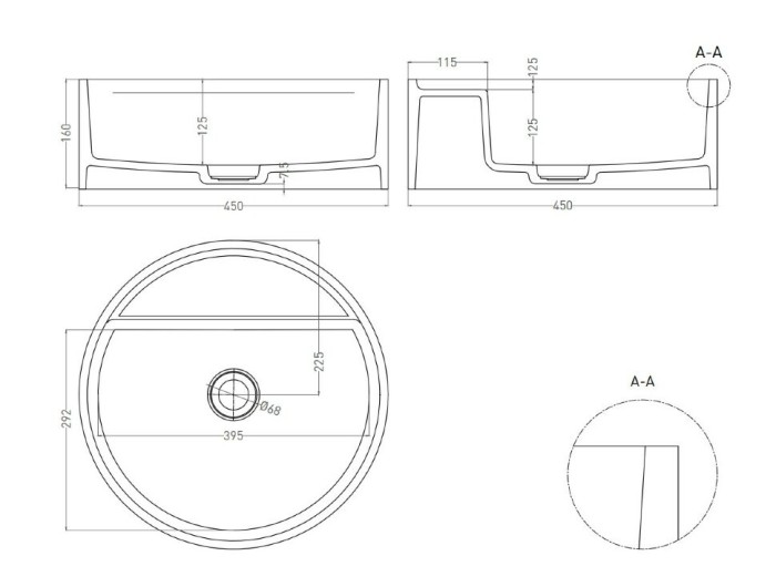 Salini раковина накладная 45x45, armonia, 130116g цвет: глянцевый белый