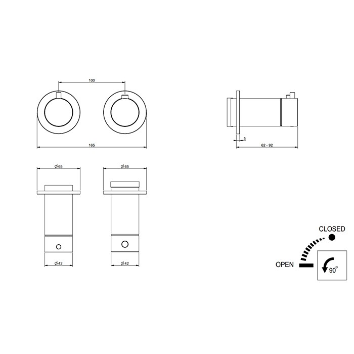 Gessi Смеситель для душа, встраиваемый, термостатический, на 1 выход, (внешние части), Ingranaggio, 63331#299 цвет: black xl