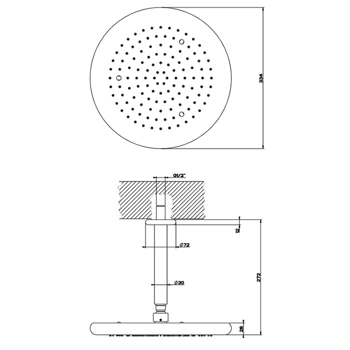 Gessi Верхний душ для потолочного крепления d306мм, Goccia, 33766#279 цвет: белый