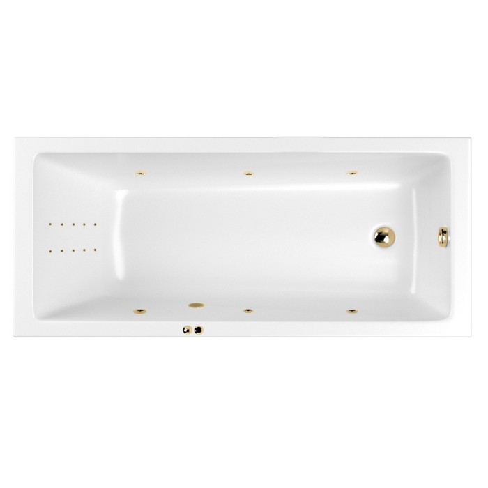 Встраиваемая ванна slim 160x70 line nano, Whitecross Wave, золото арт. 0111.160070.100.LINENANO.GL