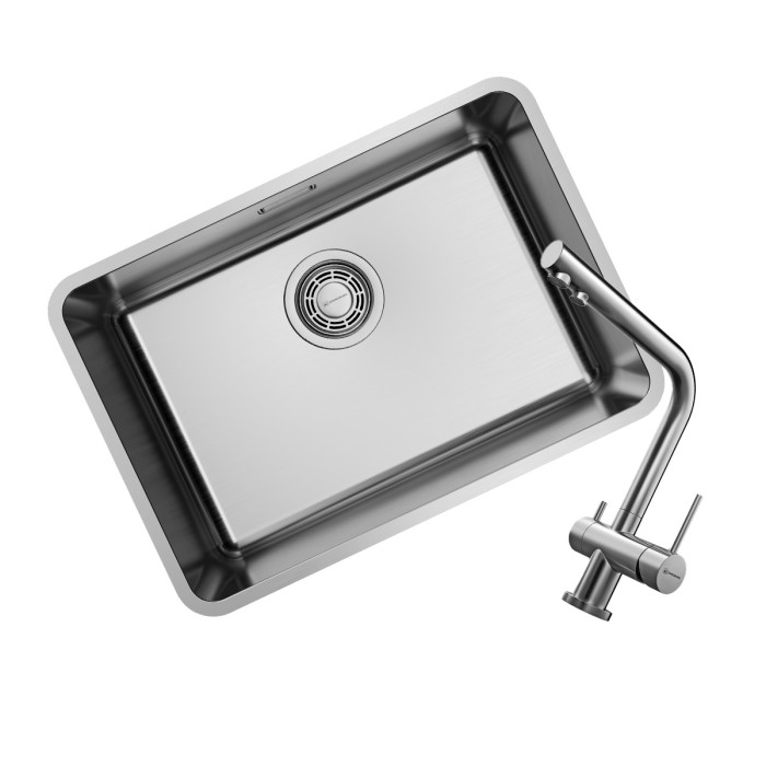 Omoikiri комплект мойка+смеситель Omi 53-U/I-IN Ultra Mini + Nagano-BN, нержавеющая сталь арт. 7405.4011