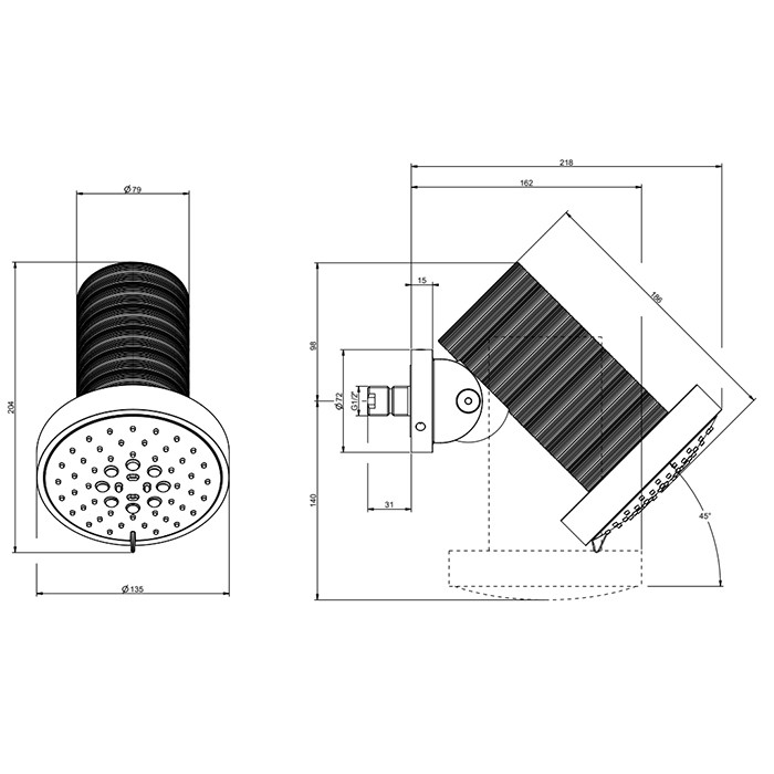 Gessi Верхний душ d13.5см., с настенным креплением, 3 режима, 316, 57257#239 цвет: steel brushed