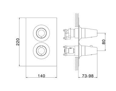 Cisal термостат для ванны - внешняя часть vi0bt03040 vita cisal, цвет: чёрный матовый