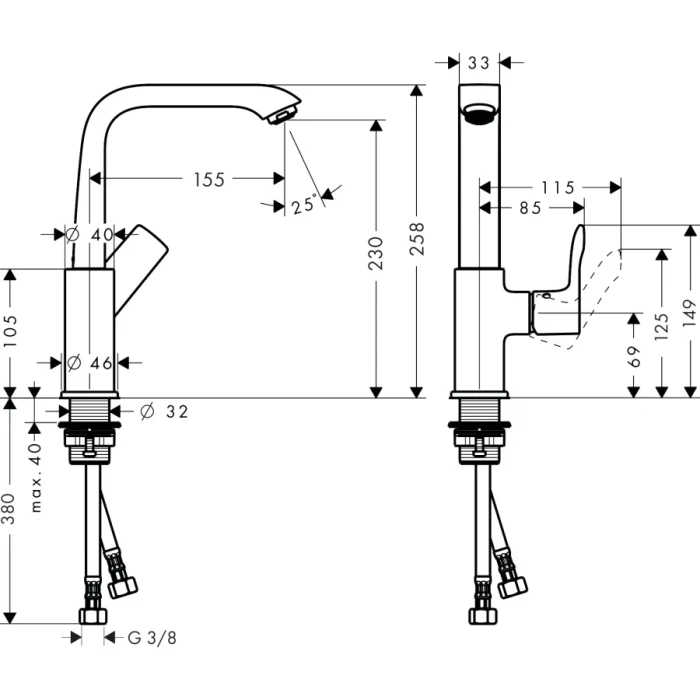 Hansgrohe смеситель для раковины с донным клапаном, Metris, хром арт. 31187000