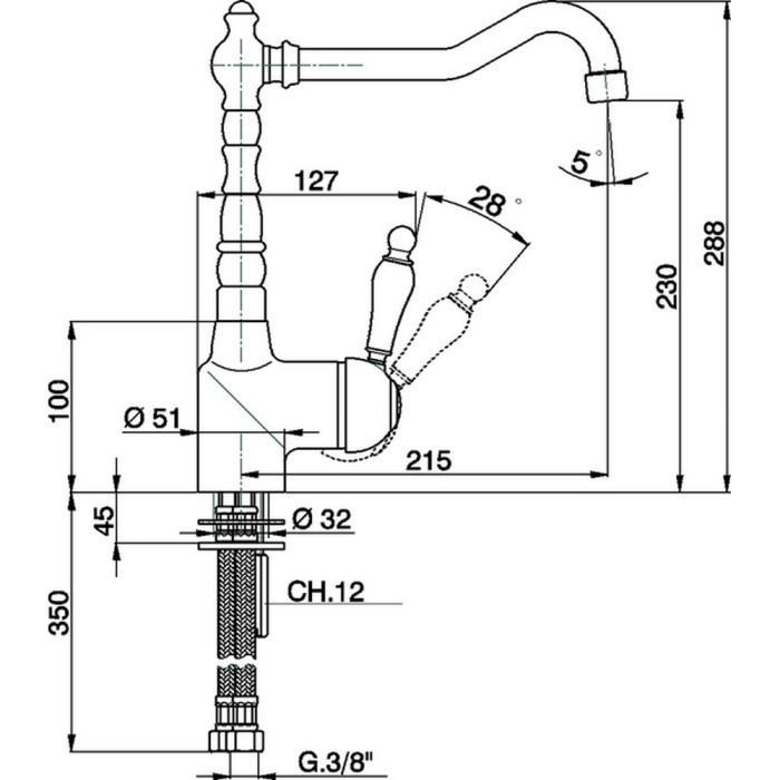 Cisal смеситель для кухни em00253021 arcana empress cisal, цвет: хром