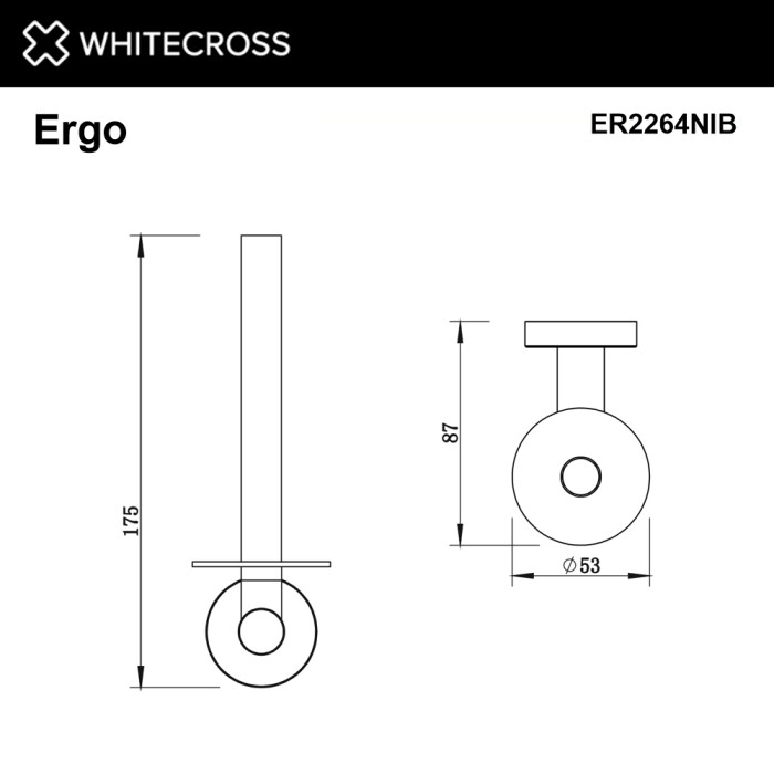Держатель запасного рулона туалетной бумаги, Whitecross Ergo nickel brushed, брашированный никель арт. ER2264NIB