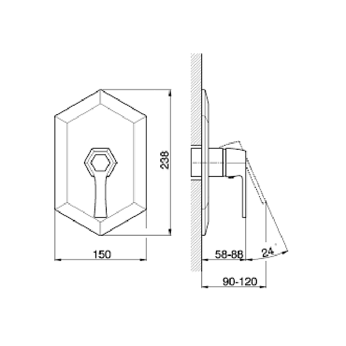 Cisal внешняя часть встраиваемого однорычажного смесителя для душа ch0030007c cherie, цвет: золото