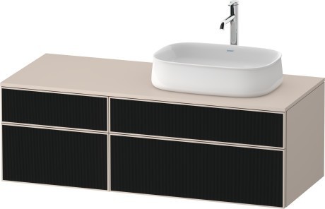 Duravit тумба подвесная с вырезом под раковину справа 550 мм х 1300 мм х 442 мм, zencha, ze4827063830000 цвет: чёрное стекло/серо-коричневый суперматовый