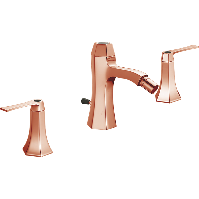 Cisal смеситель для биде на 3 отверстия, с донным клапаном cf0012207e cherie, цвет: розовое золото