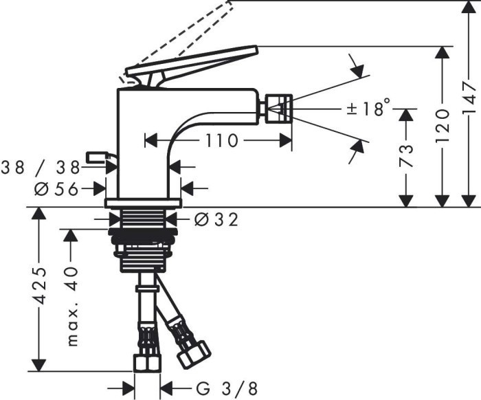 AXOR смеситель для биде, однорычажный, Citterio, золото арт. 39214990