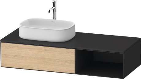 Duravit тумба подвесная с вырезом под раковину слева 550 мм х 1300 мм х 281 мм, zencha, ze4818030800000 цвет: натуральный дуб/графит суперматовый