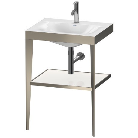 Duravit напольная консоль xviu/c-bonded 600 мм х 850 мм, с умывальником viu, xviu, xv4714ob185 цвет: матовое шампанское/белый глянцевый лак