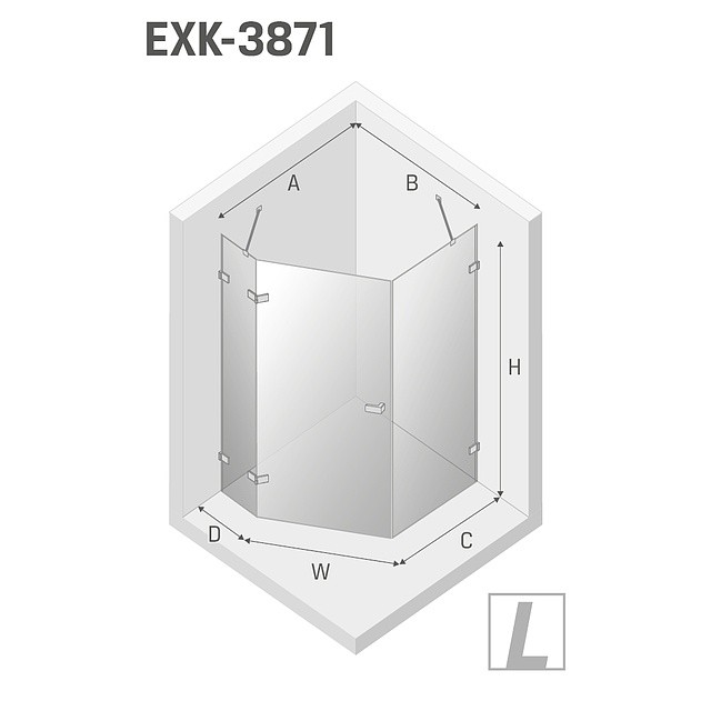Душевое ограждение l 100x80x200, New trendy Avexa white, белый арт. EXK-3871