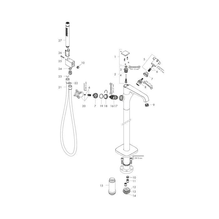 AXOR напольный термостат для ванны, Citterio E, бронза арт. 36416140