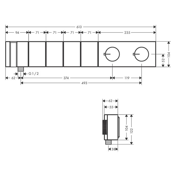 AXOR термостат для душа, с алмазной огранкой, Edge, полированный черный хром арт. 46721330