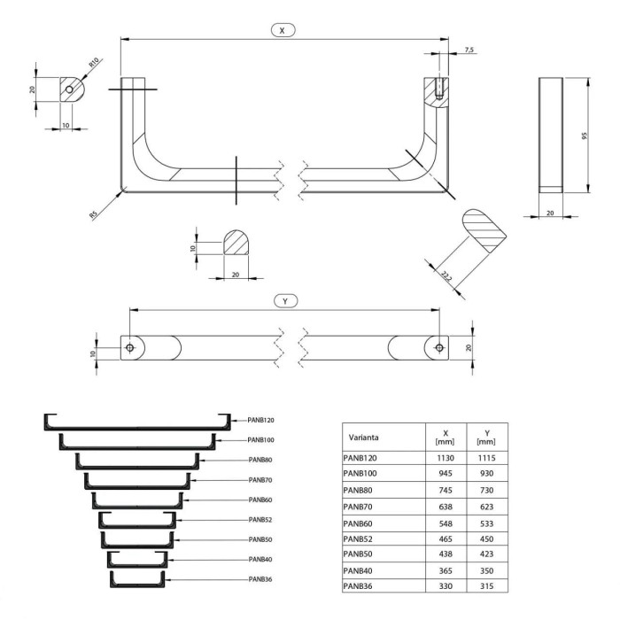 GSI NUBES Металлический держатель полотенец для подвесной раковины 400 мм, цвет хром
