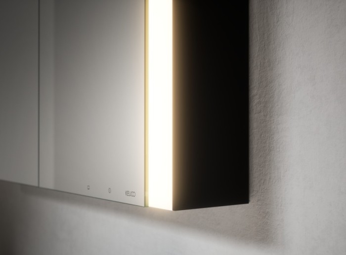 Keuco шкаф с подсветкой и подогревом для настенного монтажа 127 мм х 1000 мм х 710 мм, с 2 поворотными дверцами, somaris, черный матовый арт. 14503 372101