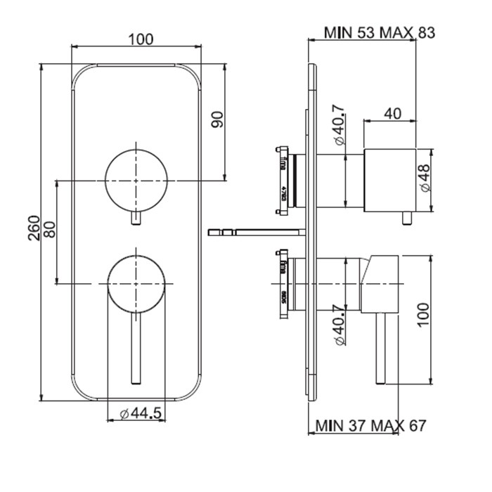 Fima Carlo Frattini смеситель для душа встроенный, с переключателем на 2/3 источника, spillo up, золото арт. f3039x6or f4000